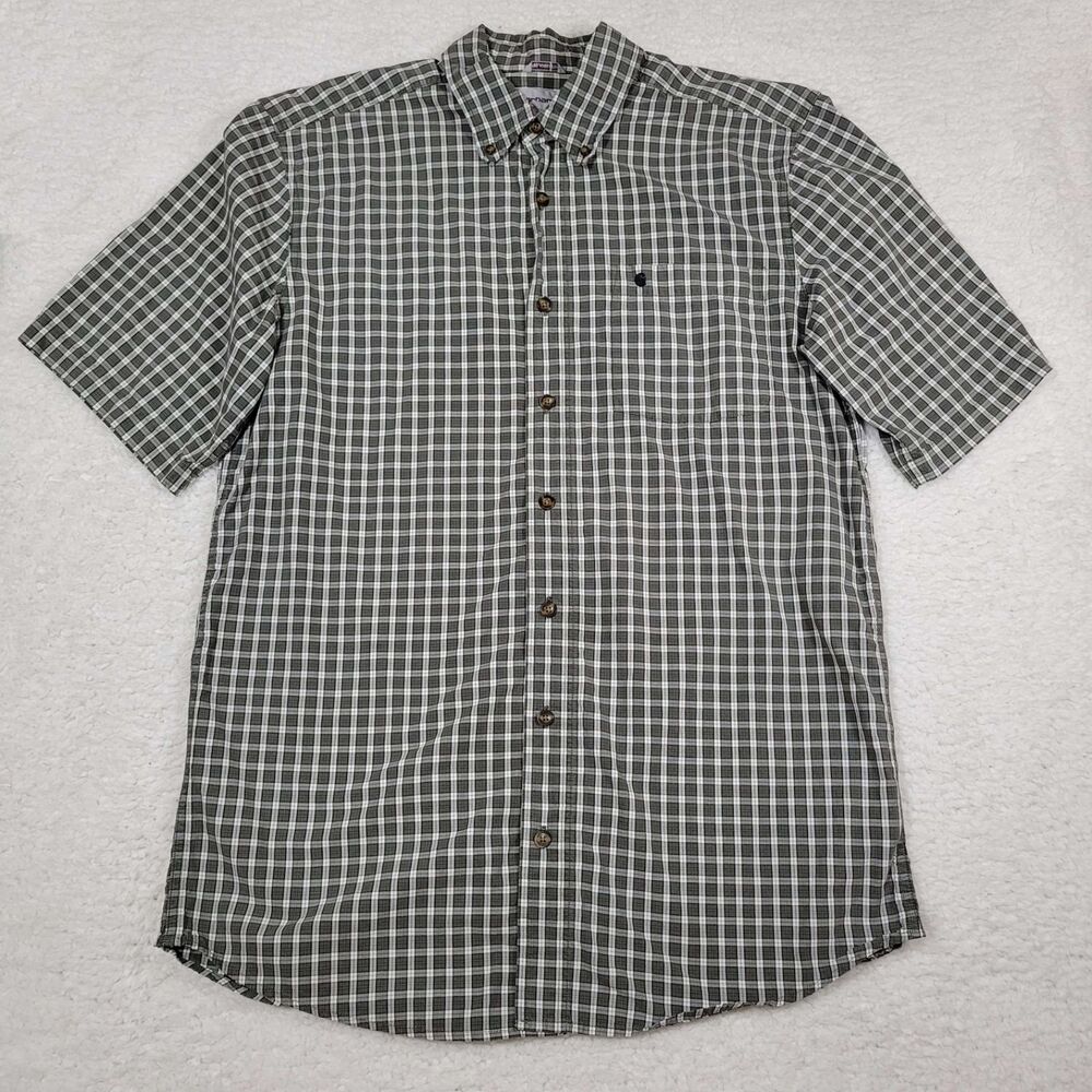 Carhartt Men's Large Tall Short Sleeve Button Up Shirt Relaxed Fit Plaid